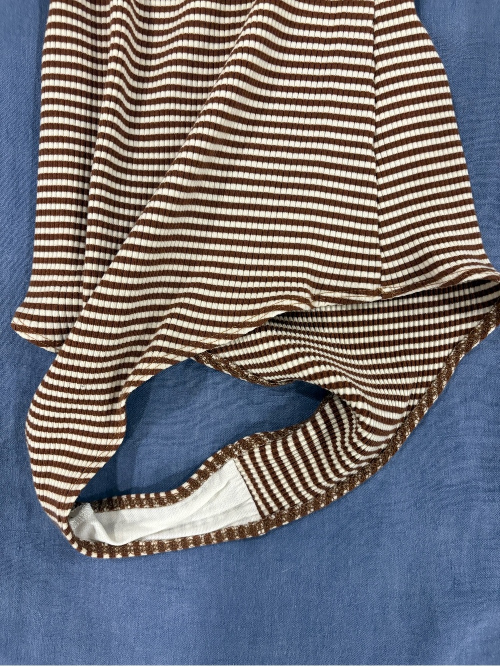 Reformation Brown and White Striped Ribbed Tank Bodysuit - Picture 5 of 5